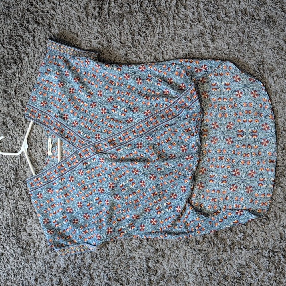 Max Studio Floral Blouse in Blue and Red